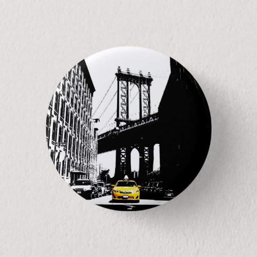 Yellow Taxi Nyc New York City Brooklyn Bridge Button