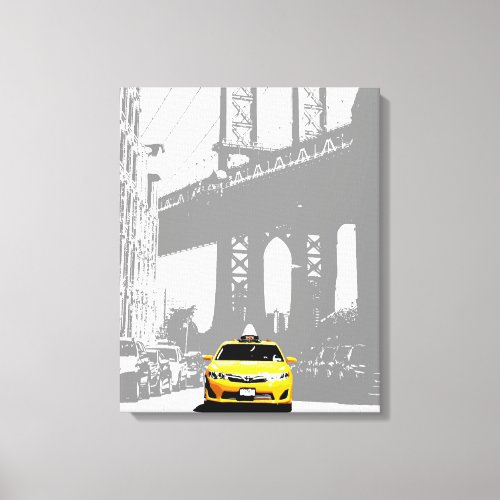 Yellow Taxi Nyc New York City Brooklyn Bridge Canvas Print