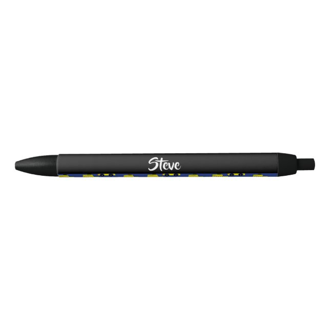 Yellow taxi pattern on blue pen (Front)