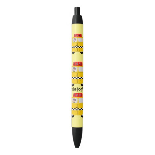 Yellow Taxi Personalised Black Ink Pen