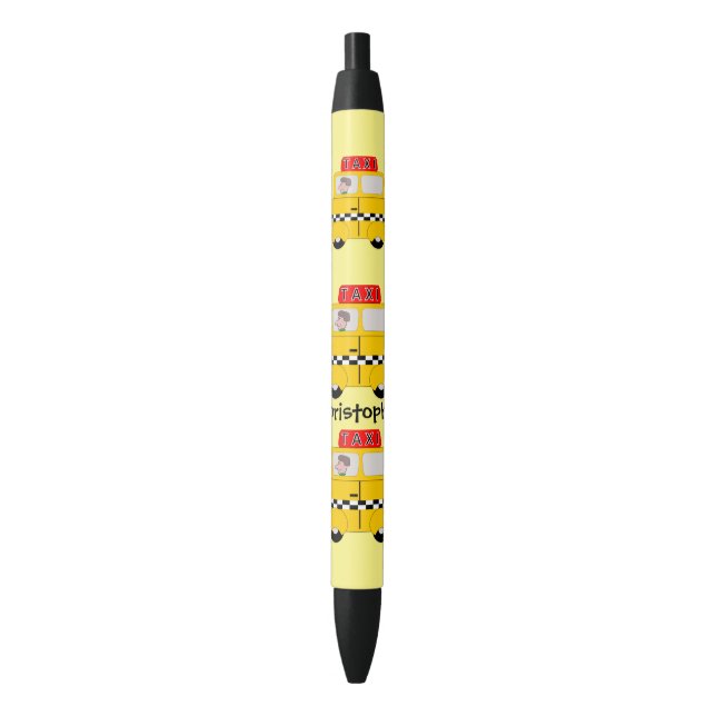 Yellow Taxi Personalised Pen (Front Vertical)