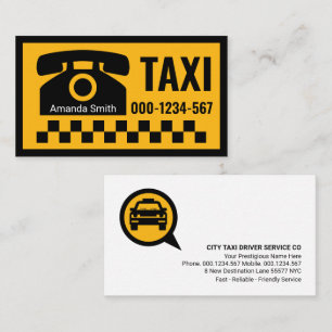 Yellow Taxi Phone Black Check Business Card