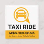 Yellow Taxi Ride Speech Box Square Business Card