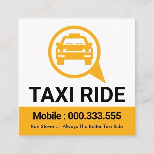 Yellow Taxi Ride Speech Box Square Business Card