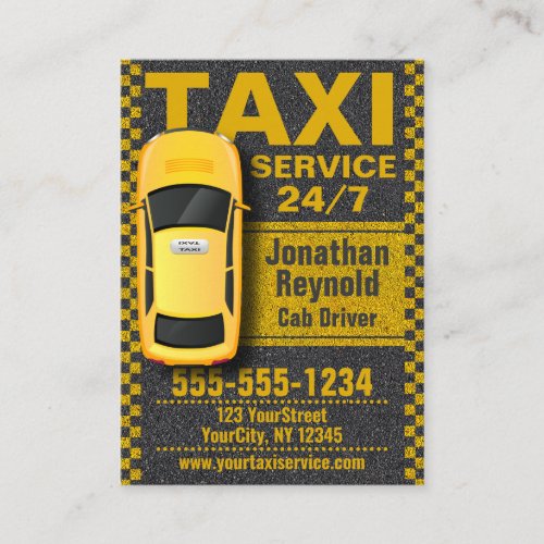 Yellow Taxi Service Cab Driver Business Card