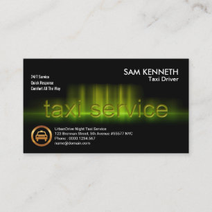 Yellow Taxi Service Sound Wave Business Card