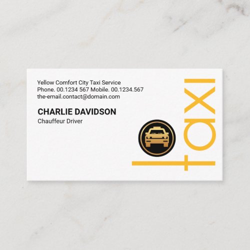 Yellow TAXI Signage Ride Share Driver Business Card