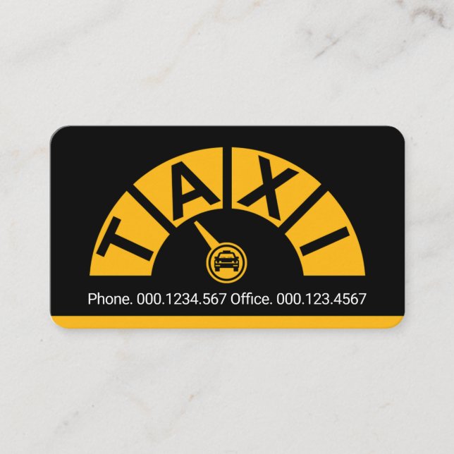 Yellow Taxi Speedometer Cab Driver Business Card (Front)