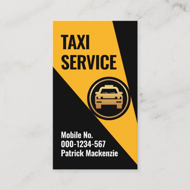 Yellow Taxi Spotlight On Cab Driver Business Card (Front)