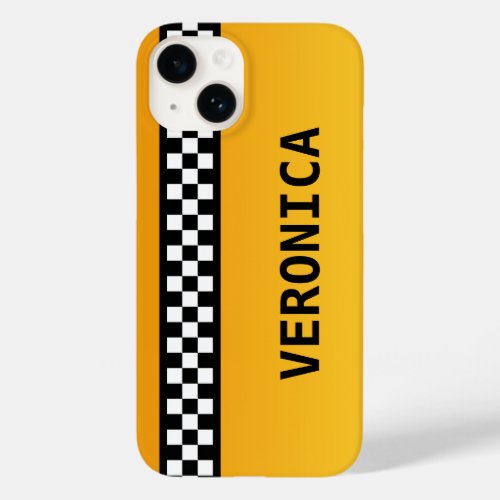 Yellow Taxi Stripe Add Your Name Case_Mate iPhone 14 Case