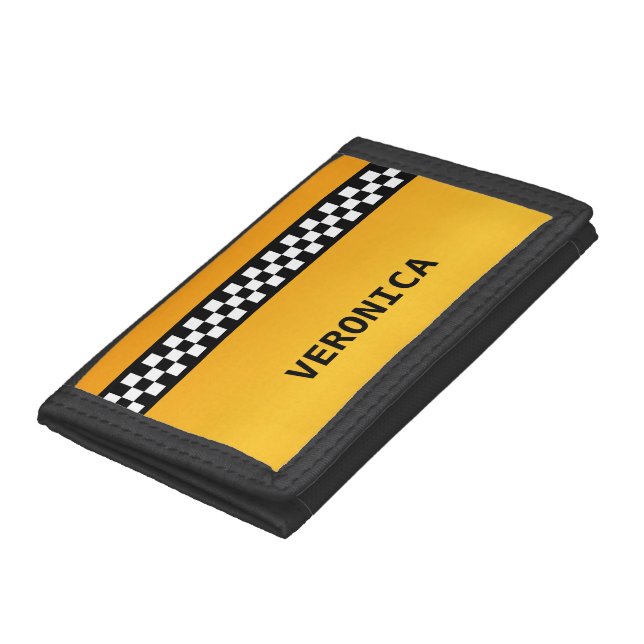 Yellow Taxi Stripe "Add Your Name" Tri-fold Wallet (Bottom)