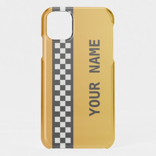 Yellow Taxi Stripe Add Your Name iPhone 11 Case