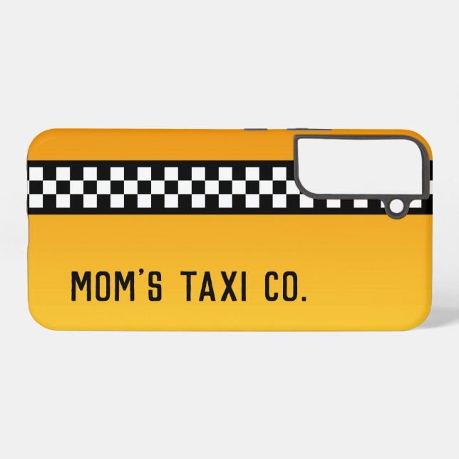 Yellow Taxi Stripe "Mom's Taxi Co." Samsung Galaxy Case (Back Horizontal)