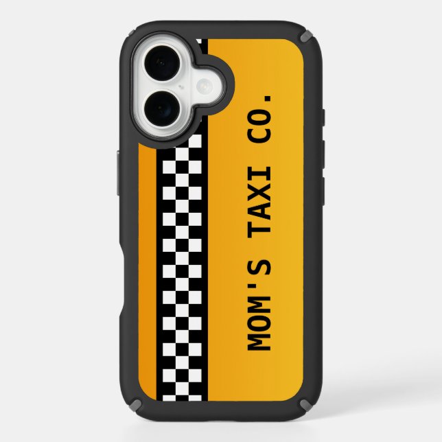 Yellow Taxi Stripe "Mom's Taxi Co." Speck iPhone Case (Front)