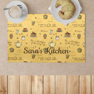 Yellow Tea and Honey Tea Time Custom Cloth Placemat