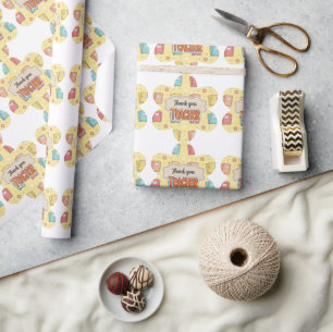 Yellow Teacher School Book Pattern  Wrapping Paper