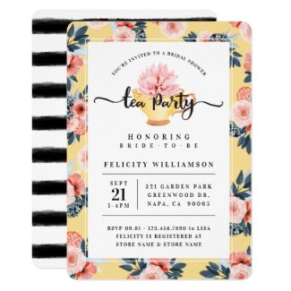 Yellow Teacup Tea Party Bridal Shower Invitation