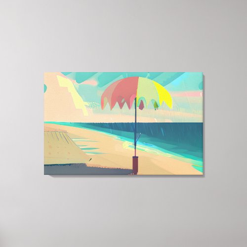 Yellow Teal and Peach Sandy Beach  Canvas Print