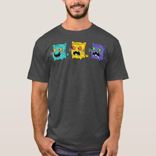 Yellow teal and violet stylized cats T_Shirt