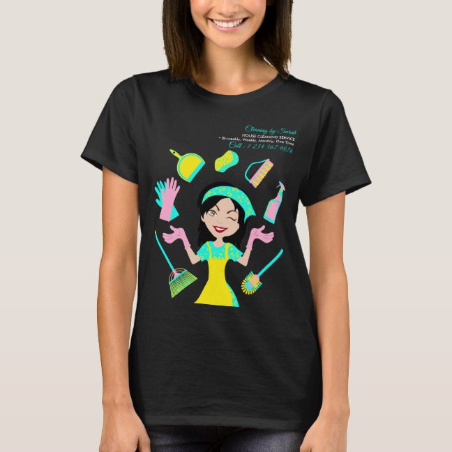 Yellow Teal Cleaning Service Janitorial Daily T-Shirt