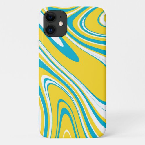 Yellow Teal Colors Marble Pattern Swirl Abstract iPhone 11 Case