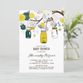 Yellow & Teal Mason Jars | Floral Baby Shower Invitation (Standing Front)