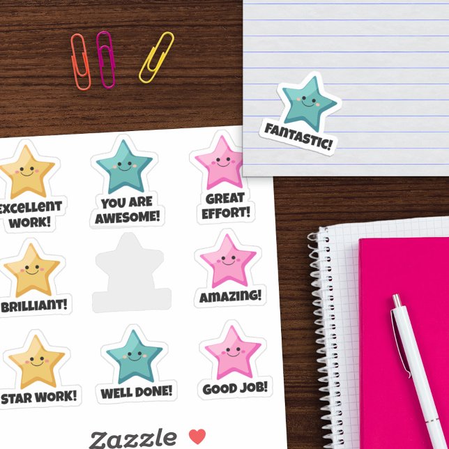 Yellow Teal Pink Good Job! Stars Sticker (Creator Uploaded)