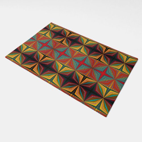  Yellow Teal Red Abstract Pattern Cool Boho Tribal Doormat