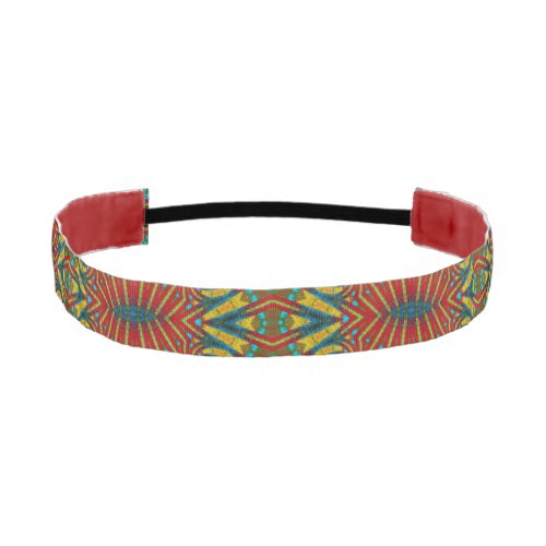  Yellow Teal  Red Abstract Print Ethnic Geometric Athletic Headband