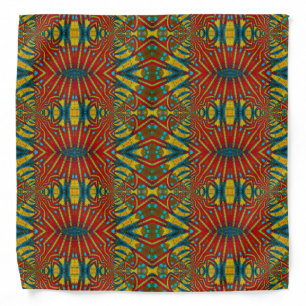 Yellow Teal & Red Abstract Print Ethnic Geometric Bandana