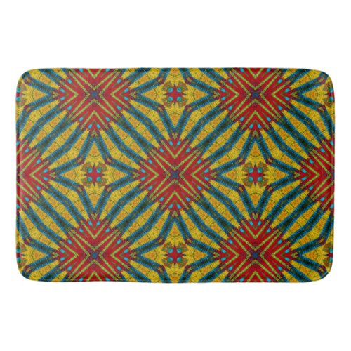  Yellow Teal  Red Abstract Print Ethnic Geometric Bath Mat
