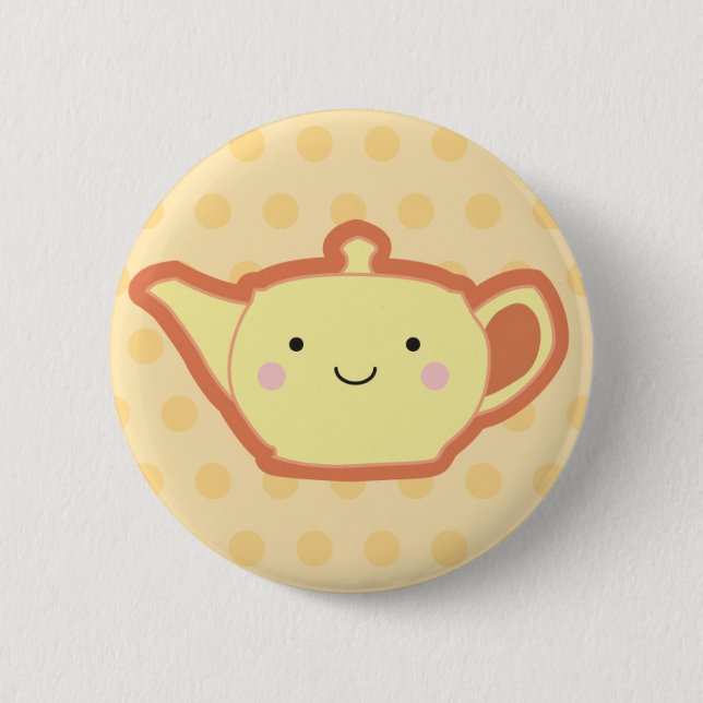 Yellow Teapot Pinback Button (Front)