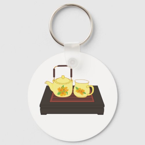 Yellow Teapot Set Keychain