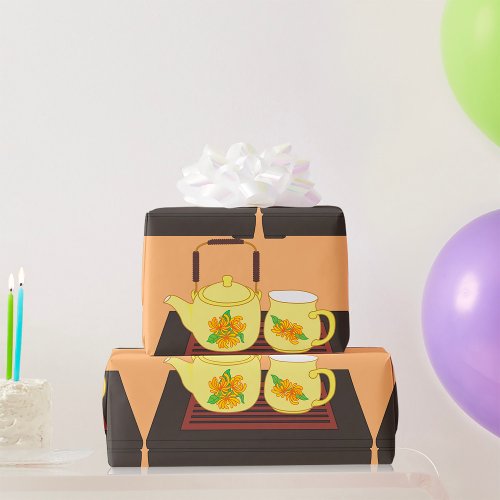 Yellow Teapot Set Wrapping Paper