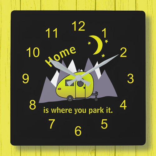 Yellow Teardrop Camper Acrylic Wall Clock
