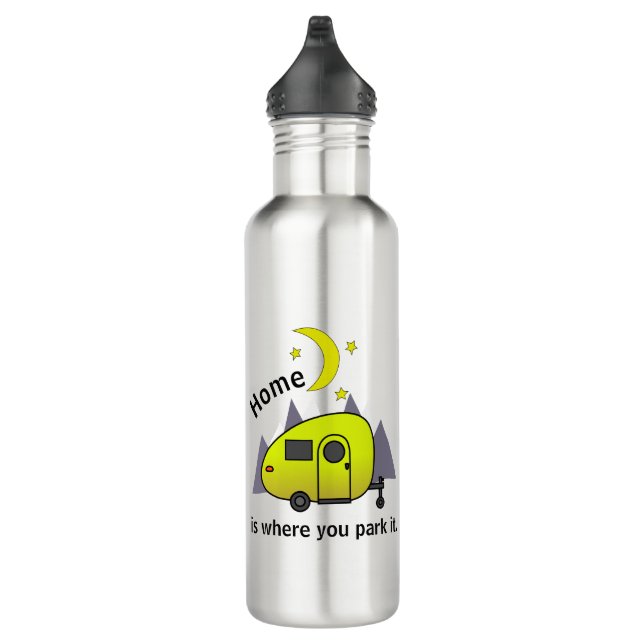 Yellow Teardrop Camper Trailer Stainless Steel Water Bottle (Right)
