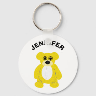 Yellow Teddy Bear Graphic Personalized Keychain