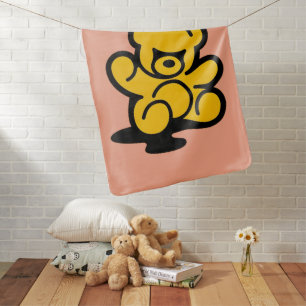 Yellow Teddy Trouble Baby Blanket