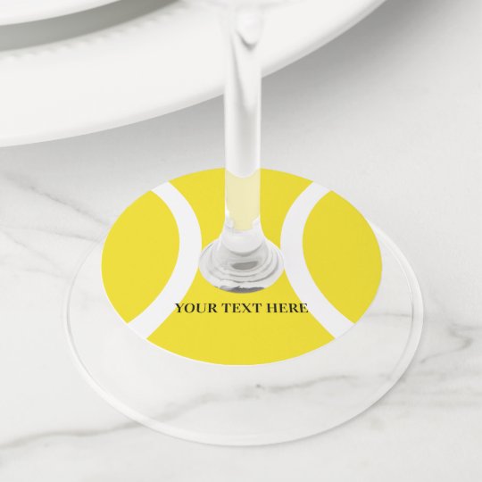 Yellow Tennis Ball Birthday Party Wine Glass Tags Zazzle Com