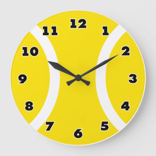 Yellow tennis ball clock with large modern numbers