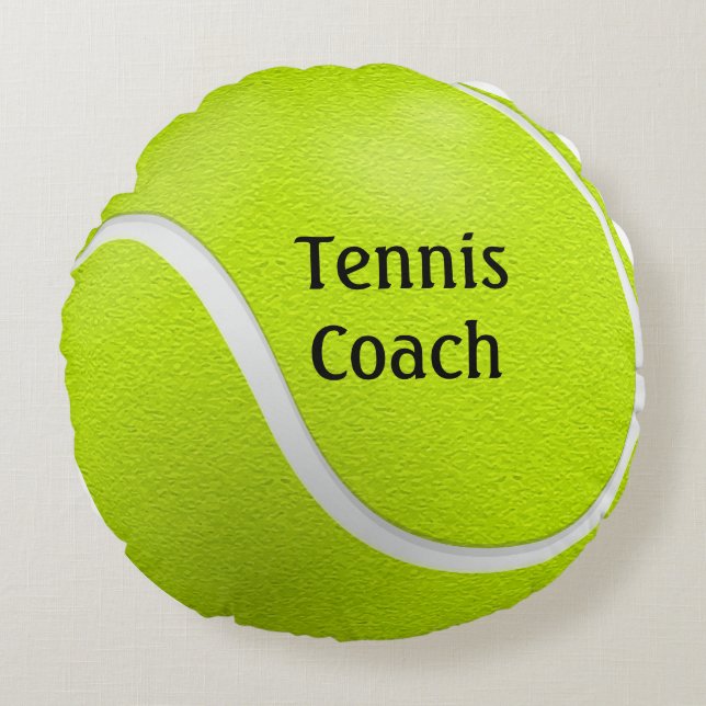 Yellow Tennis Ball Coach Name  Round Pillow (Front)