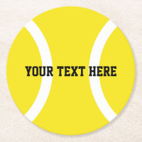 Yellow tennis ball coasters with custom text