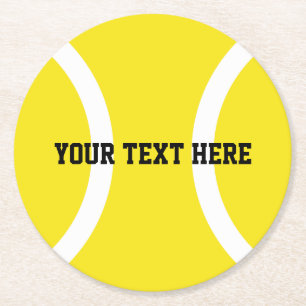 Yellow tennis ball coasters with custom text
