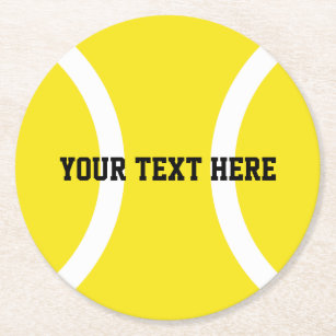 Yellow tennis ball coasters with custom text