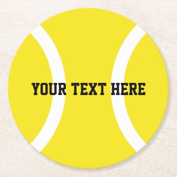 Yellow Tennis Ball Coasters With Custom Text by imagewear at Zazzle