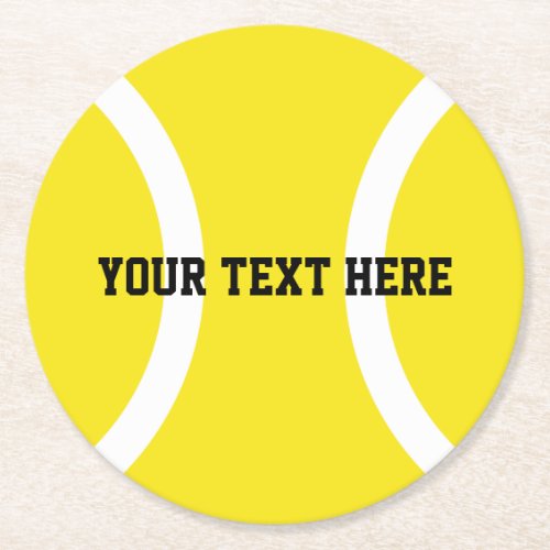 Yellow tennis ball coasters with custom text