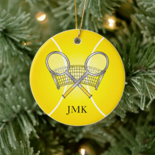 Yellow Tennis Ball DIY Name Ceramic Ornament