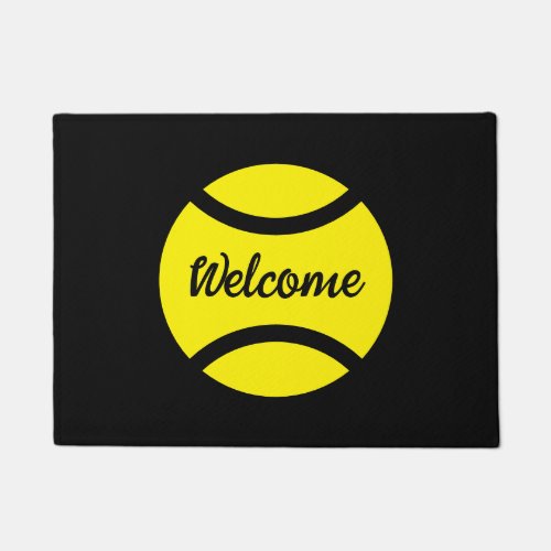 Yellow tennis ball logo welcome entry doormat