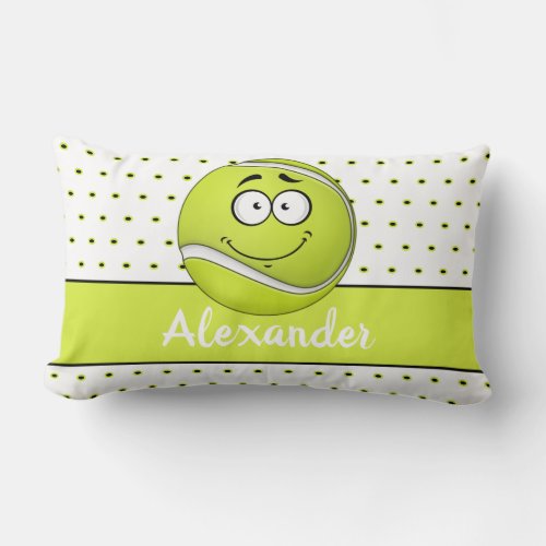 Yellow Tennis Ball  monogram name  Lumbar Pillow