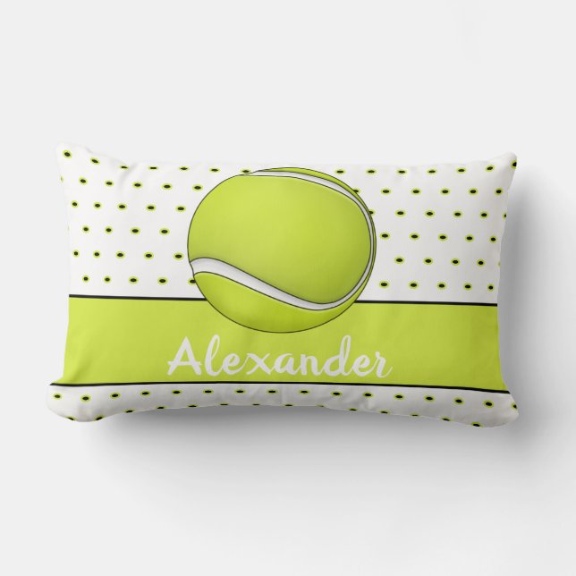Yellow Tennis Ball monogram name  Lumbar Pillow (Front)